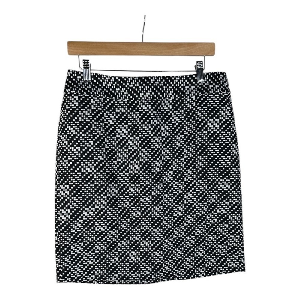 Ann Taylor Petite Women's Black & White Dot Checkerboard‎ Print Pencil Skirt 10P